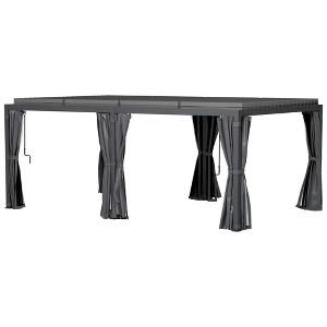 Resenkos Outdoor Garden Gazebo, Sunshade Gazebo Canopy,12' x 19' Outdoor Pergola with Curtains and Netting, Dark Gray - 1 of 4