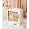 360° Rotating Jewelry Box with Mirror & Transparent Window, 7-Drawer Organizer with Large Ring Display for Women & Girls, White - 2 of 4