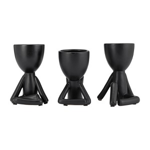 Sagebrook Home Set of 3 People Planters - Ceramic 8" Sitting Human Figurines For Home or Office Decor - Creative Plant - 1 of 4