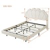 Queen Bed Frame And Headboard,Bed Floating With Led Lights,Velvet Fabric Bed,Elegant Floral Headboard-Cuddlewood - 4 of 4