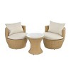Outdoor Patio Dining Set, 3 Pcs Dining Set with Chairs and Glass Tabletop, Wicker Chairs with Aluminum Frame and PE Cushions-Coolbibila - 2 of 4