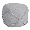 HomeRoots 18" Gray Cotton Cylinder Geometric Pouf Ottoman - 4 of 4