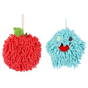REGALWOVEN 2 Pcs Cute Comfortable Soft Absorbent Chenille Fuzzy Hand Towel - 1 of 4