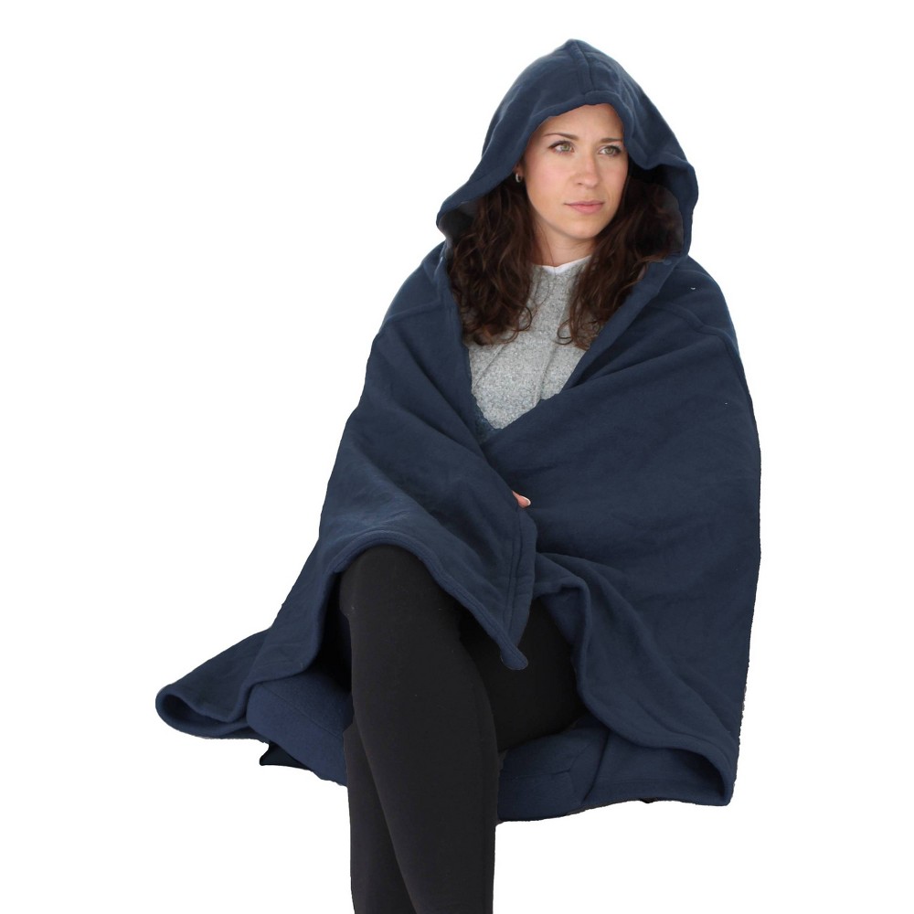 WOLF AnyWear Weather Resistant Exterior Fleece Interior Outdoor Blanket - Navy Blue