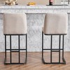 Sapphtopaz Modern Bar Stools Set of 2, Upholstered Dining Chairs with Button-Tufted Backrest, Metal Counter Barstools for Kitchen, Living Room - 4 of 4