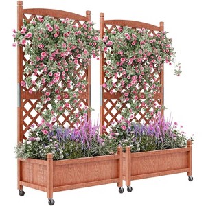 CuisinSmart Planter Box with Trellis Raised Garden Bed with Wheels, Standing Vertical Horticulture Trellis Planter with Drainage Holes - 1 of 4