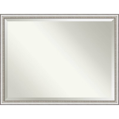 43" x 33" Beveled Salon Silver Narrow Wall Mirror - Amanti Art: Modern Polystyrene Frame, No Assembly Required