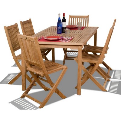 Prague 7pc Patio Teak Wood Dining Set - International Home Miami