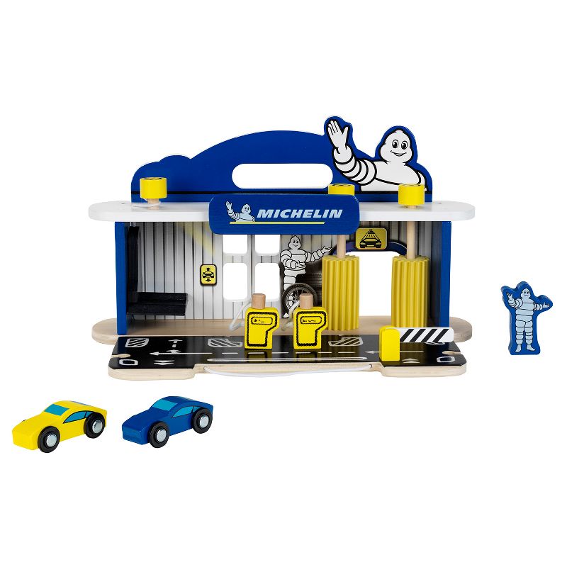 Theo Klein Michelin Car Service Station Kids Wooden Toy Playset with 2 Cars, 2 Fuel Pumps, and Car Wash Station for Ages 3 and Up, 3 of 7