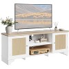 62" Rattan TV Stands, Mid Century Modern Entertainment Center with 2 Cabinets and 2 Open Shelves, Wooden TV Console Table for Apartment - 4 of 4