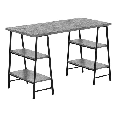 Monarch Specialties Computer Desk Home Office Laptop Storage Shelves 48InchL Work Metal Laminate Grey Black Contemporary Modern