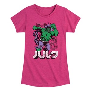 Girls' - Marvel - Hulk Katakana Fitted Short Sleeve Graphic T-Shirt - 1 of 4