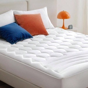 Queen Mattress Pad - Quilted Fitted Topper with Deep Pocket, Breathable Noiseless, Machine Washable, White, 60x80 Inches - 1 of 4