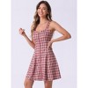 Allegra K Women's Plaid Zipper Front Strap Sleeveless Mini Party A-Line Dress - 2 of 4