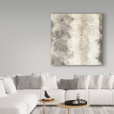 Gray and Beige Abstract Circles Canvas Art 24'' x 24''