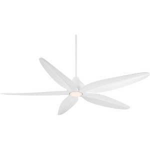 Casa Vieja 60" Lotus Bay Modern Indoor Outdoor Ceiling Fan 5 Blade LED Light Remote Control Matte White Finish Bedroom Patio Living Room Damp Rated - 1 of 4