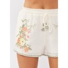 Women's Floral Embroidered Drawstring Smocked Waist Short - LOVESTITCH - 3 of 4