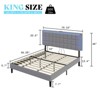 AMERLIFE Button Tufted Platform Bed Frame with LED Lights and Charging Station - 2 of 3