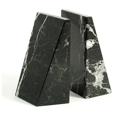 Bey-Berk Marble Zebra Book Ends 6"H Black (R10H)
