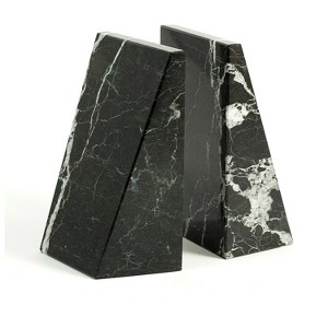 Bey-Berk Marble Zebra Book Ends 6"H Black (R10H) - 1 of 2