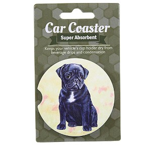 E & S Imports 2.5 Inch Pug Car Coaster Super Absorbent Coasters - 1 of 3