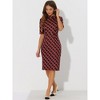 Allegra K Women's Plaid Round Neck Elbow Sleeve Pencil Bodycon Dress - 2 of 4