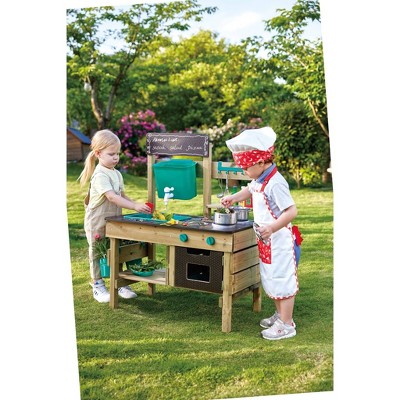 Hape Green and Wood Outdoor Play Kitchen with Accessories