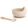 SARO "Nordic Wave" Silicone Baby Feeding Set: Suction Bowl & Wooden Spoon for Baby-Led Weaning & Self-Feeding - 2 of 4