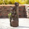 John Timberland Rustic Outdoor Floor Water Fountain with Light LED 39 1/4" High Four Pot Cascading for Yard Garden Patio Deck Home - image 2 of 4