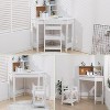 Kids Study Desk Chair Set, Wood Corner Study Table with Adjustable Chair, Hutch, Corkboard, Pen Holder, Children Homework Student Desk Set, White - 4 of 4