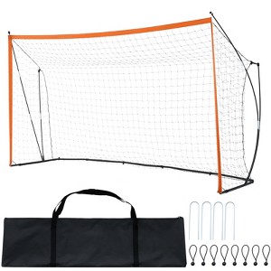 VEVOR Portable Soccer Goal, 12x6 ft Adults Kids Backyard Soccer Net, Large Practice Soccer Net, Steel Fiberglass Structure Training Goal Set, Orange - 1 of 4
