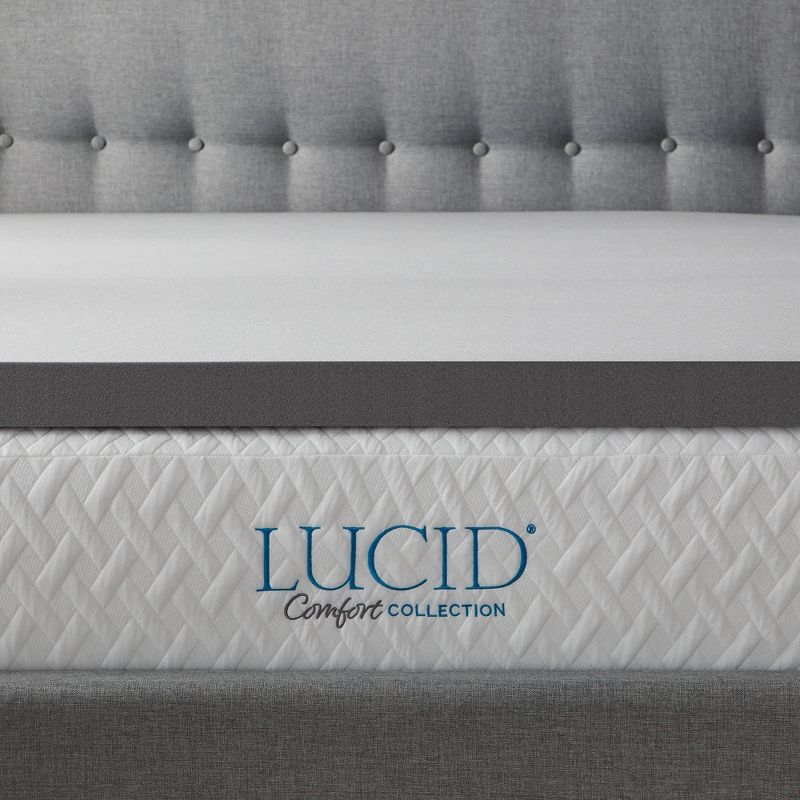Comfort Collection 3" Charcoal and Aloe Infused Memory Foam Mattress Topper - Lucid, 4 of 9
