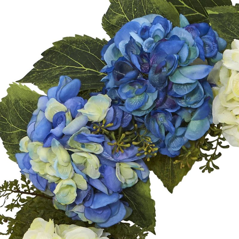 24&#34; Artificial Hydrangea Wreath Blue/White - Nearly Natural, 3 of 5