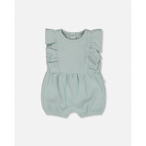 Girl Ribbed Cotton Romper - Deux par Deux - 1 of 3
