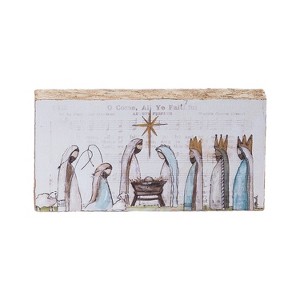 Transpac Hand Painted MDF Nativity Block Decorative Object Multicolor Christmas Scene Sculpture for Tabletop Holiday Decor - 1 of 1