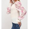 Women's Floral Print Organza Sleeve Cable Knit Sweater - Fate - image 2 of 4