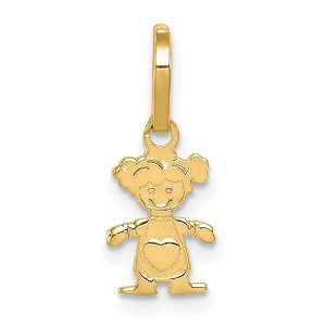 Black Bow Jewelry 14k Yellow Gold Polished Little Girl Pendant, 7mm - 1 of 4