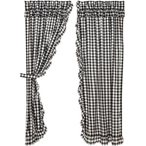 Annie Buffalo Black Check Ruffled Panel Set of 2 84x40 - 1 of 4