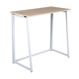 FurnitureR Folding Desk, 31.5 Inches Foldable Simple Laptop Table, Space Saving Computer Study Desk Compact Writing Workstation for Small Space, Oak - 1 of 4