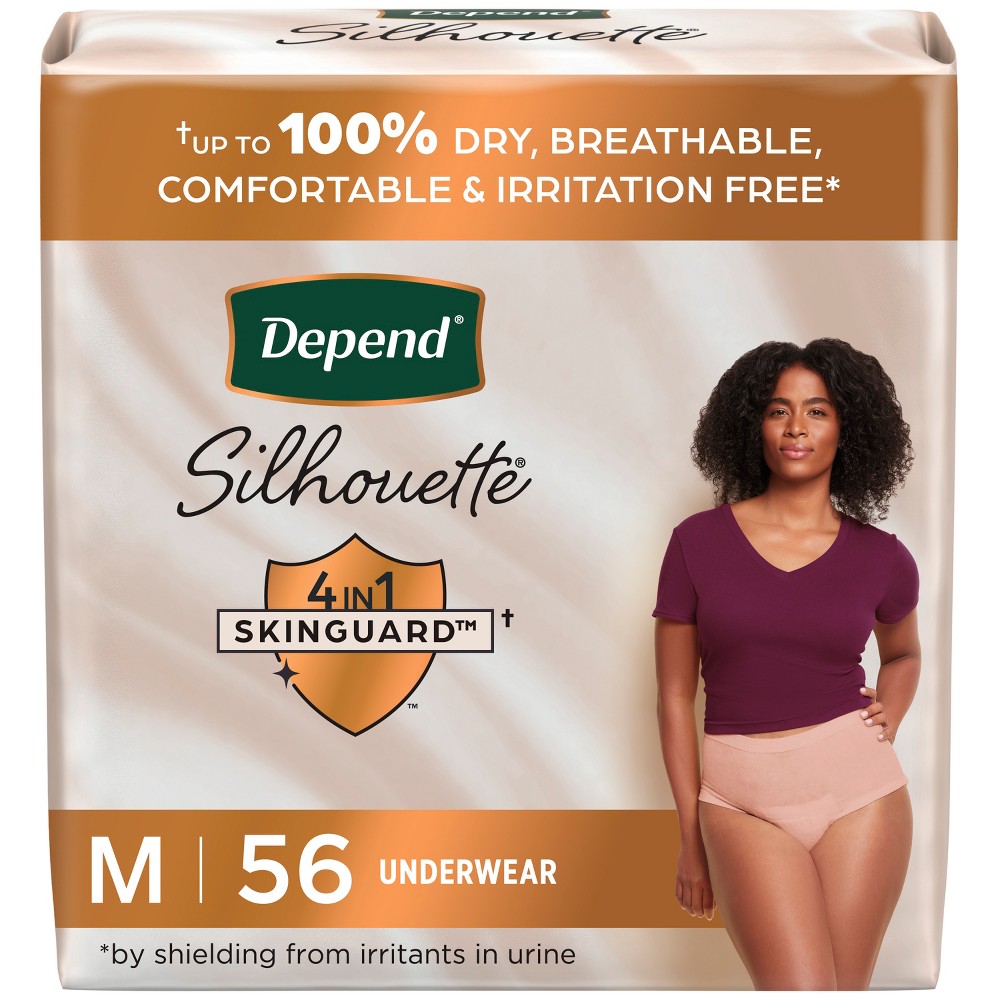 Depend Silhouette Incontinence & Postpartum Underwear for Women - Maximum Absorbency - M - Pink - 56ct