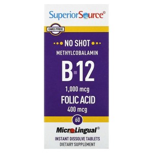 Superior Source Methylcobalamin B-12, Folic Acid, 60 Instant Dissolve Tablets - 1 of 3