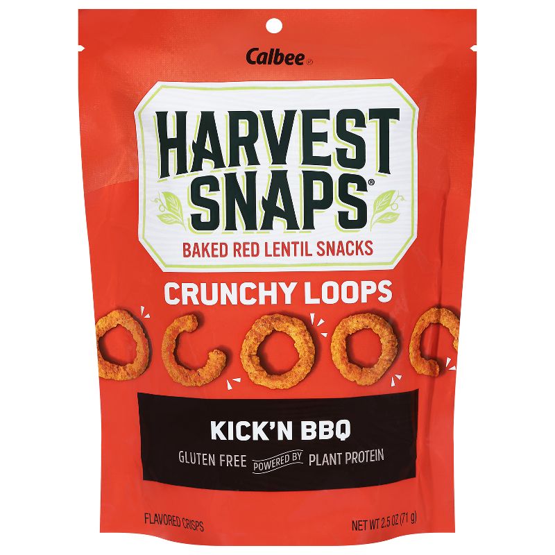 Harvest Snaps Crunchy Loops Kick&#39;n BBQ Baked Red Lentil Snacks - 2.5oz, 1 of 7