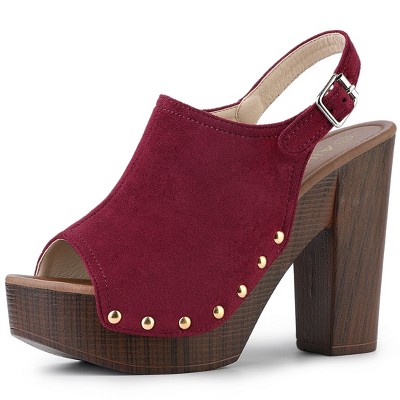 Allegra K Women's Open Toe Buckle Strap Slingback Platform Chunky Heel Sandals