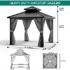 10x10 FT Permanent Hardtop Gazebo Outdoor Pavilion, Heavy Duty Aluminum Frame, Garden Shelter with Curtains & Netting, All-Weather Patio Canopy - 3 of 4