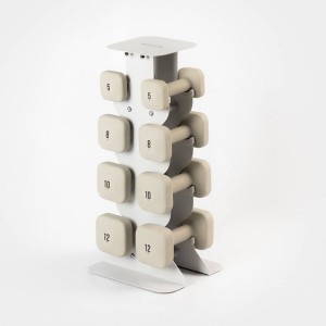 WeGym SafeGrip Dumbbells Medium Set with Light Rack - 5, 8, 10, 12 lbs - Sandstone - 1 of 4