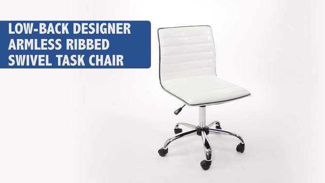 Emma and Oliver Low Back Designer Armless Ribbed Swivel Task Office Chair, 2 of 13, play video