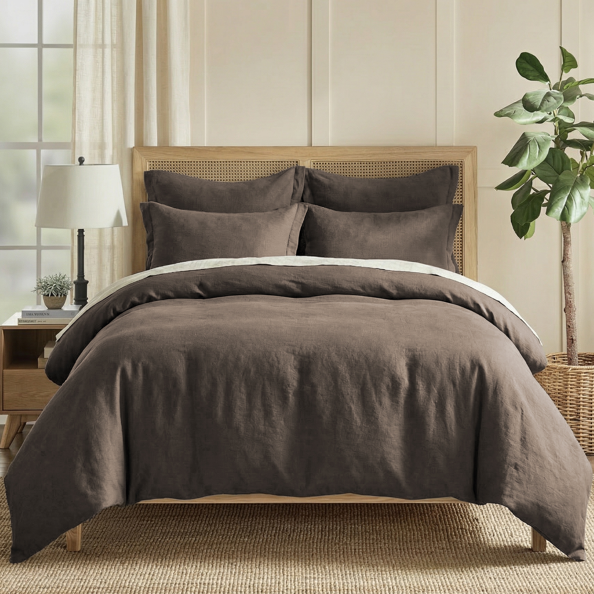 French Flax Washed Linen Cocoa King Duvet Cover - Levtex Home