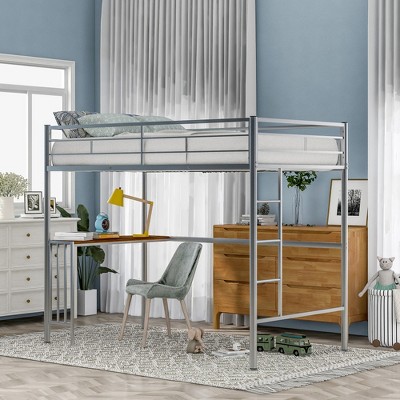 ALEXOUN Loft Bed with Desk,Metal Frame & Guardrails Space-Saving Furniture for Dorm Rooms for Bedroom,Apartment,