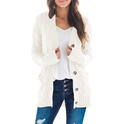 Haute Edition Women's Cable Knit Button Up Sweater Cardigan