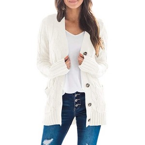 Haute Edition Women's Cable Knit Button Up Sweater Cardigan - 1 of 2